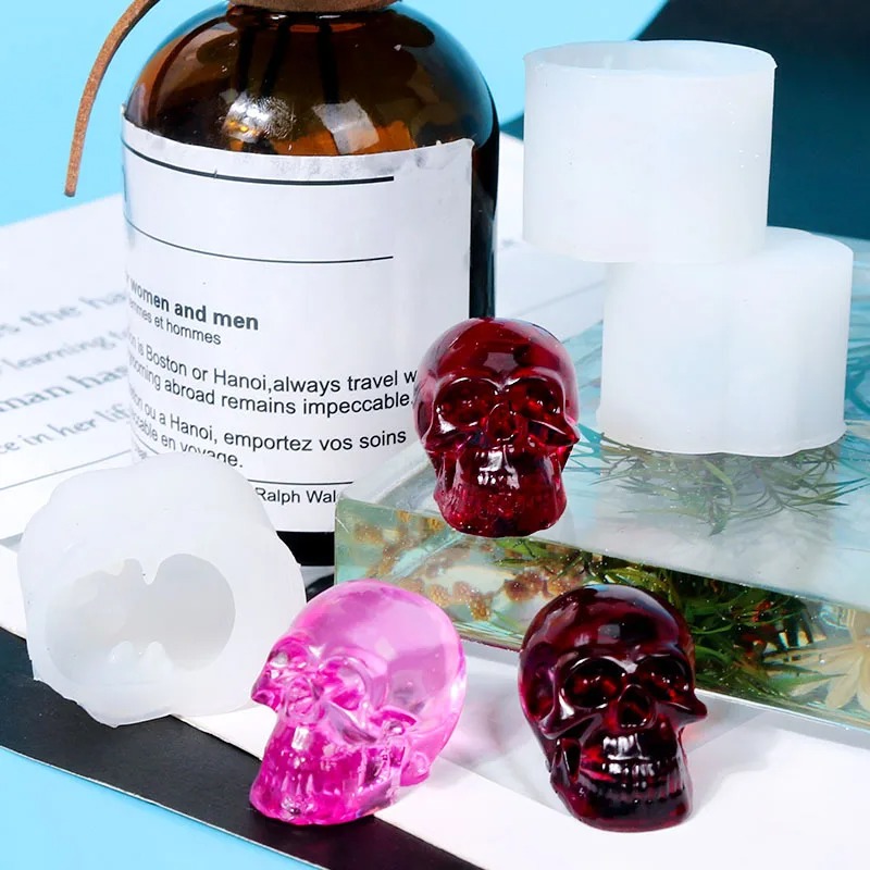 Diy crânio cristal resina epóxi molde crânio pingente pulseira colar molde de silicone