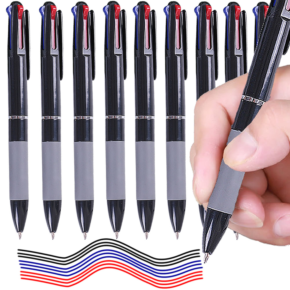 3 em 1 cor de tinta vermelha/preta/azul 0.7mm canetas esferográficas de estudante esferográfica escrita papelaria material escolar fino lápis escritório