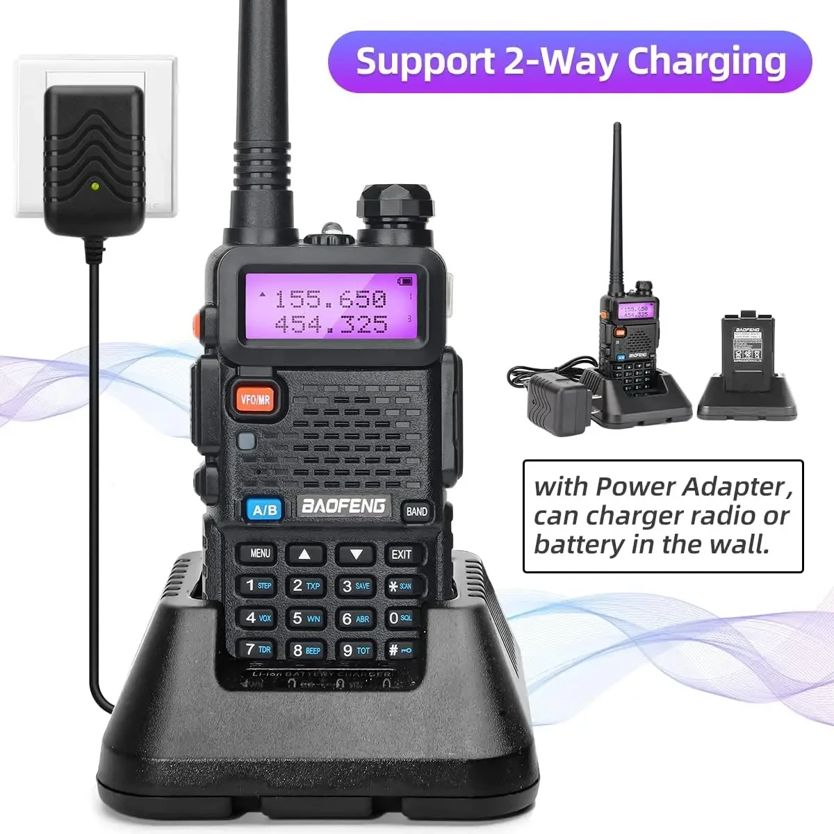 1/2PCS BaoFeng UV-5R 8W Tri-Power Walkie Talkie High Power Dual Band Long Range 128 CH Przenośne ręczne radio dwukierunkowe UV 5R Ham