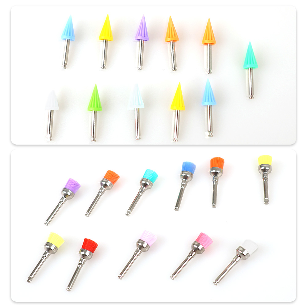 100 ピース/箱歯科プロフィーブラシ Denspay 使い捨て糸研磨テーパープロフィーカップ予防ブラシナイロン毛ブラシ