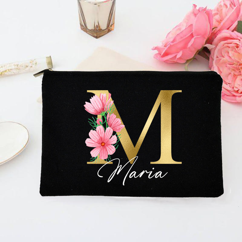 Personalisierte Make-up-Tasche mit individueller Initiale und Namen, Braut-Kosmetiketui, Monogramm, Toilettenartikel-Beutel, Hochzeitsgeschenke für Brautjungfer