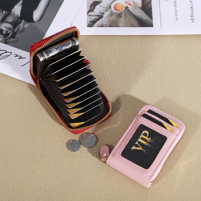 新ヴィンテージ本革メンズ財布クレジットカードホルダーrfidブロッキングジッパーお金ポーチカード保護ケースポケットカバー