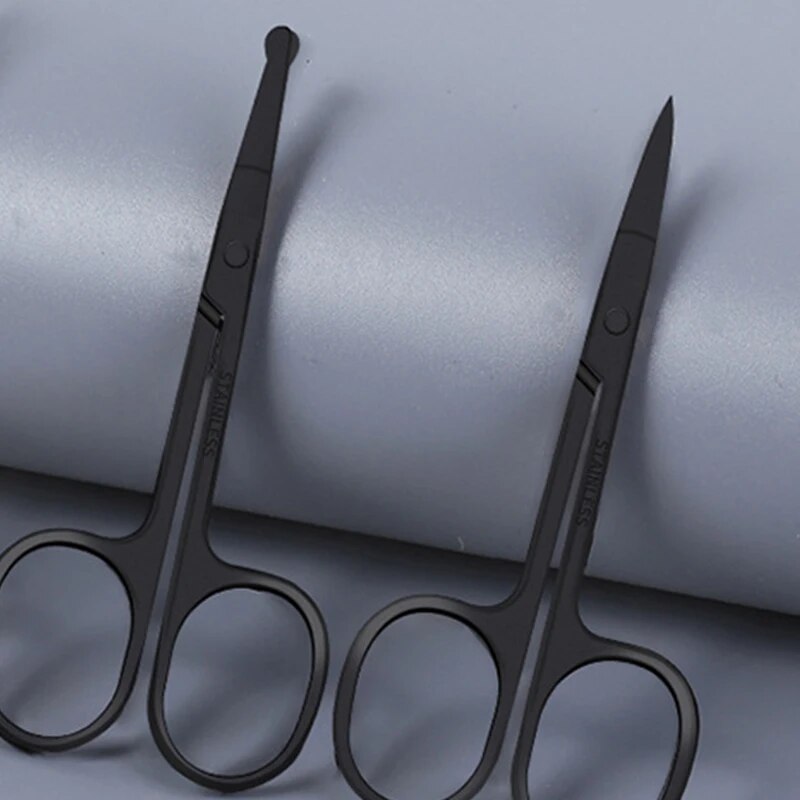 Ciseaux à poils de nez pour soins personnels, épilation du visage et des oreilles, nez, sourcils, acier inoxydable fin