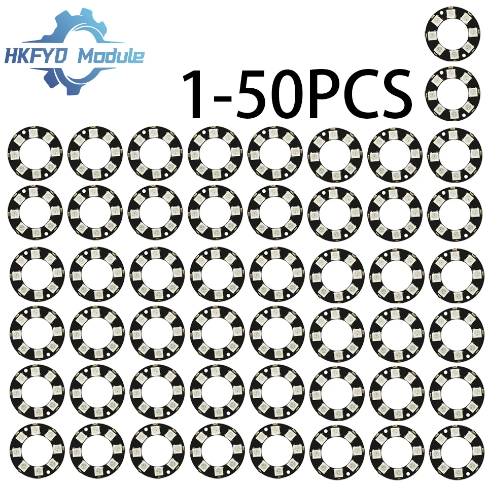 1-50 Uds. De 8 bits, WS2812 RGB, módulo de anillo LED, Placa de lámpara a todo Color integrada para Arduino