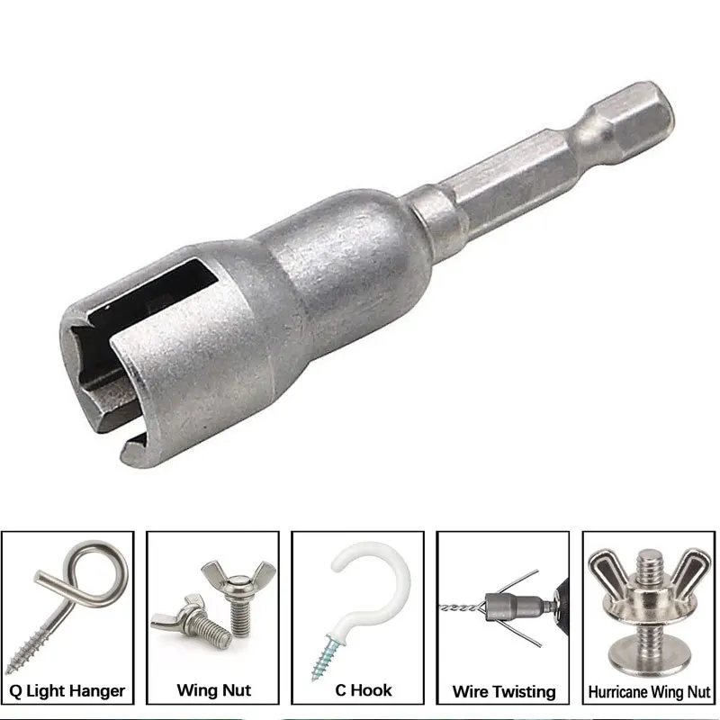 Natural color 65mm slotted socket hexagonal handle electric screwdriver wrench black butterfly hole socket wrench tool