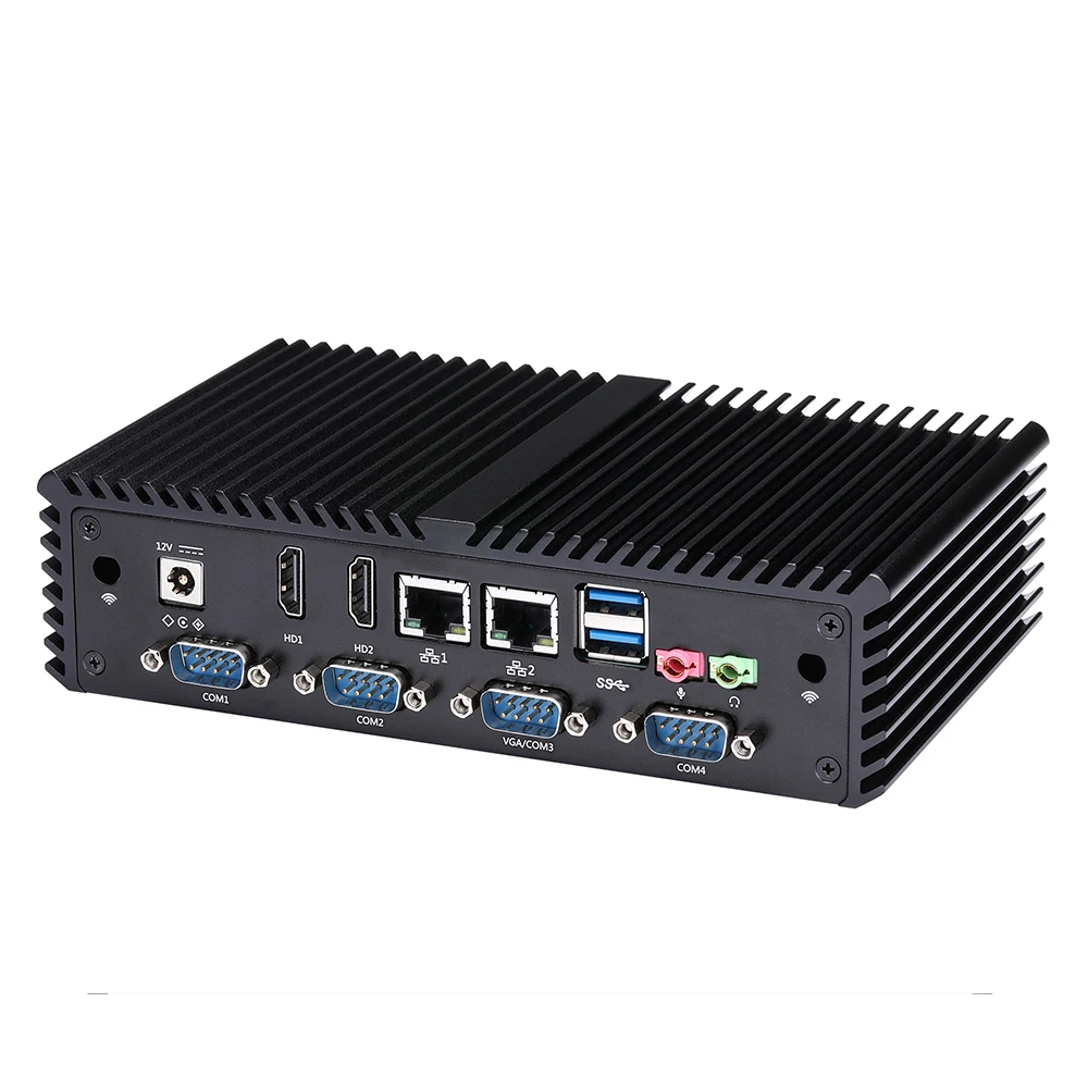 Qotom Mini PC I3 I5 I7 AES-NI Với 2 Gigabit Ethernet LAN 6 COM Không Quạt Máy Tính Q300P