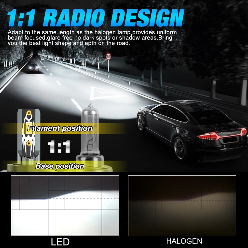 30000LM H1 H4 H7 LED Canbus H8 H11 9005 HB3 9006 HB4 9012 Hir2 9008 H13 bombilla Led 3570 CSP Kit de automóvil lámpara antiniebla Turbo