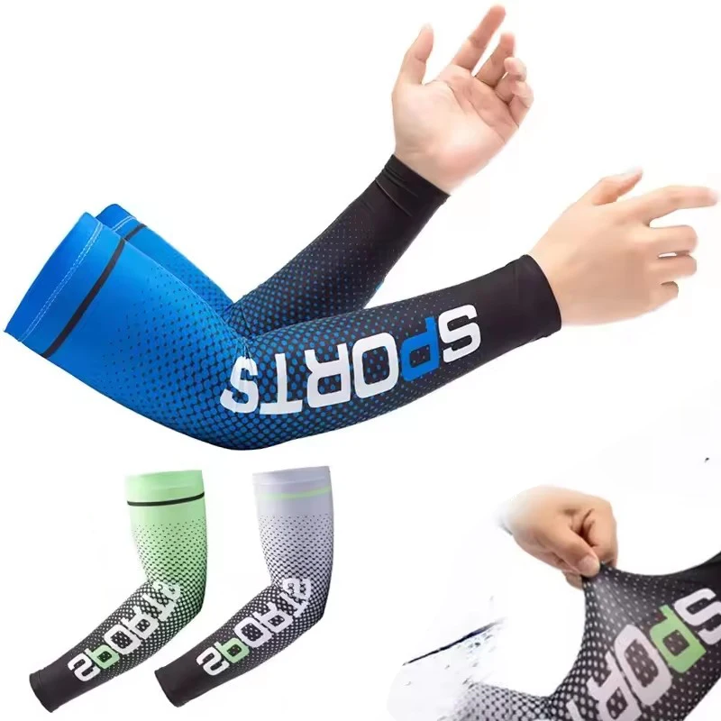 Nuevas mangas de seda de hielo protector solar UV verano refrigeración antideslizante mangas de brazos para hombres y mujeres deportes al aire libre mangas de ciclismo