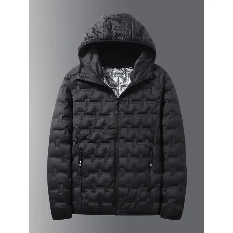Winter Wit Donsjack Heren Grafeen Zelfopwarming Winddicht Geplooide Pufferjassen Met Capuchon Casual Warme Donsjassen Mannelijke Kleding