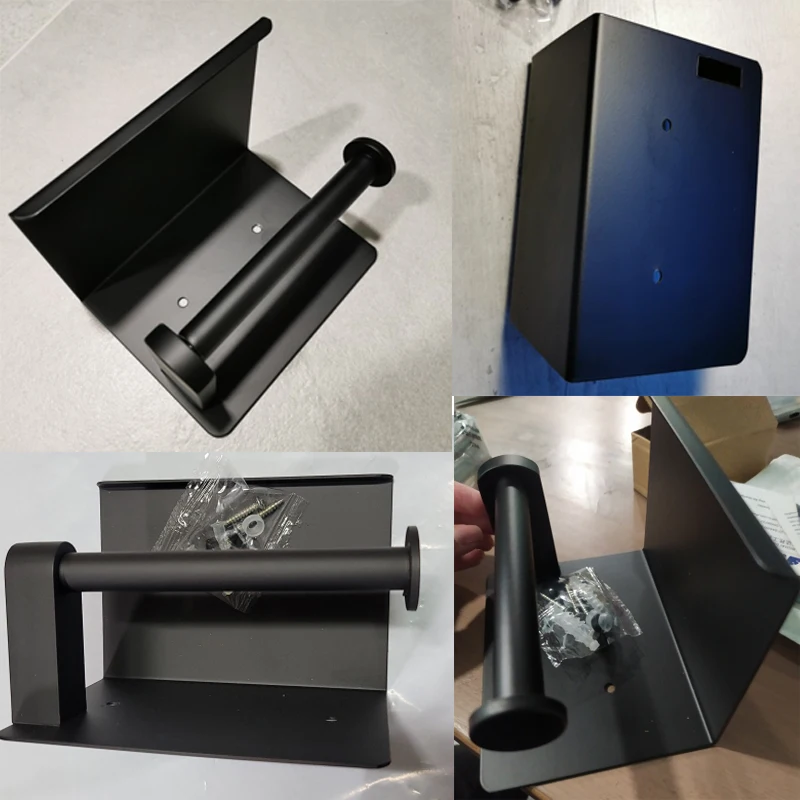 อลูมิเนียมผู้ถือกระดาษชําระชั้นวางถาดอุปกรณ์ห้องน้ําห้องครัวแขวนผนัง Punch-ฟรีสุขาผู้ถือม้วนกระดาษ