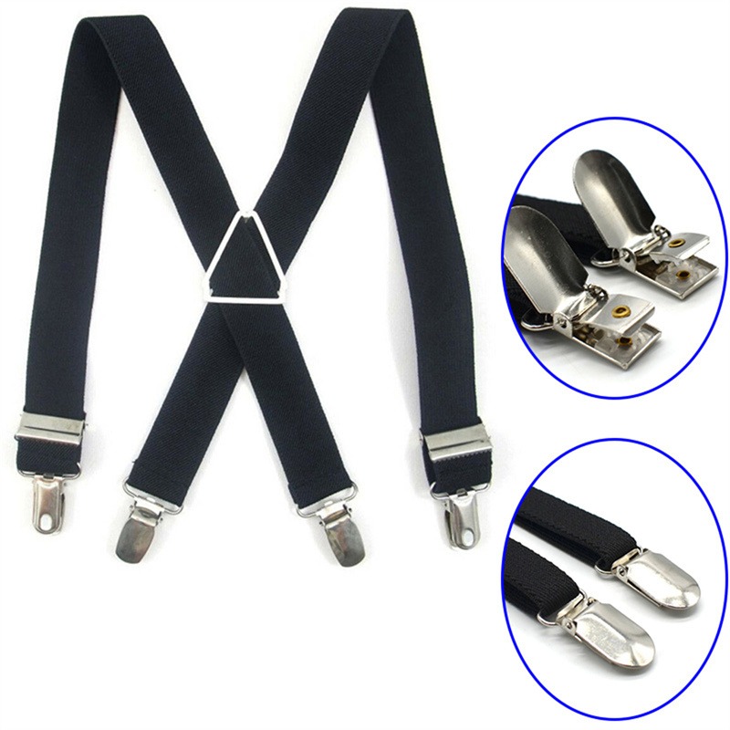 Creative Adjustable Suspenders For Men Women X Back Elastic Pants Braces 2 5CM Width 4 Clip Design Fashion Accessory