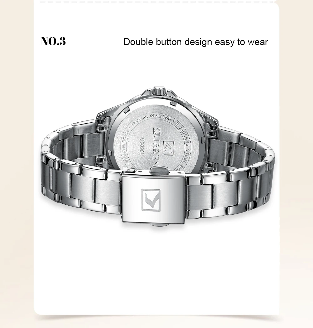 CURREN แฟชั่นแบรนด์นาฬิกาคู่สําหรับคนรัก Simple CLASSIC QUARTZ สร้อยข้อมือสแตนเลสนาฬิกาข้อมือมือส่องสว่าง