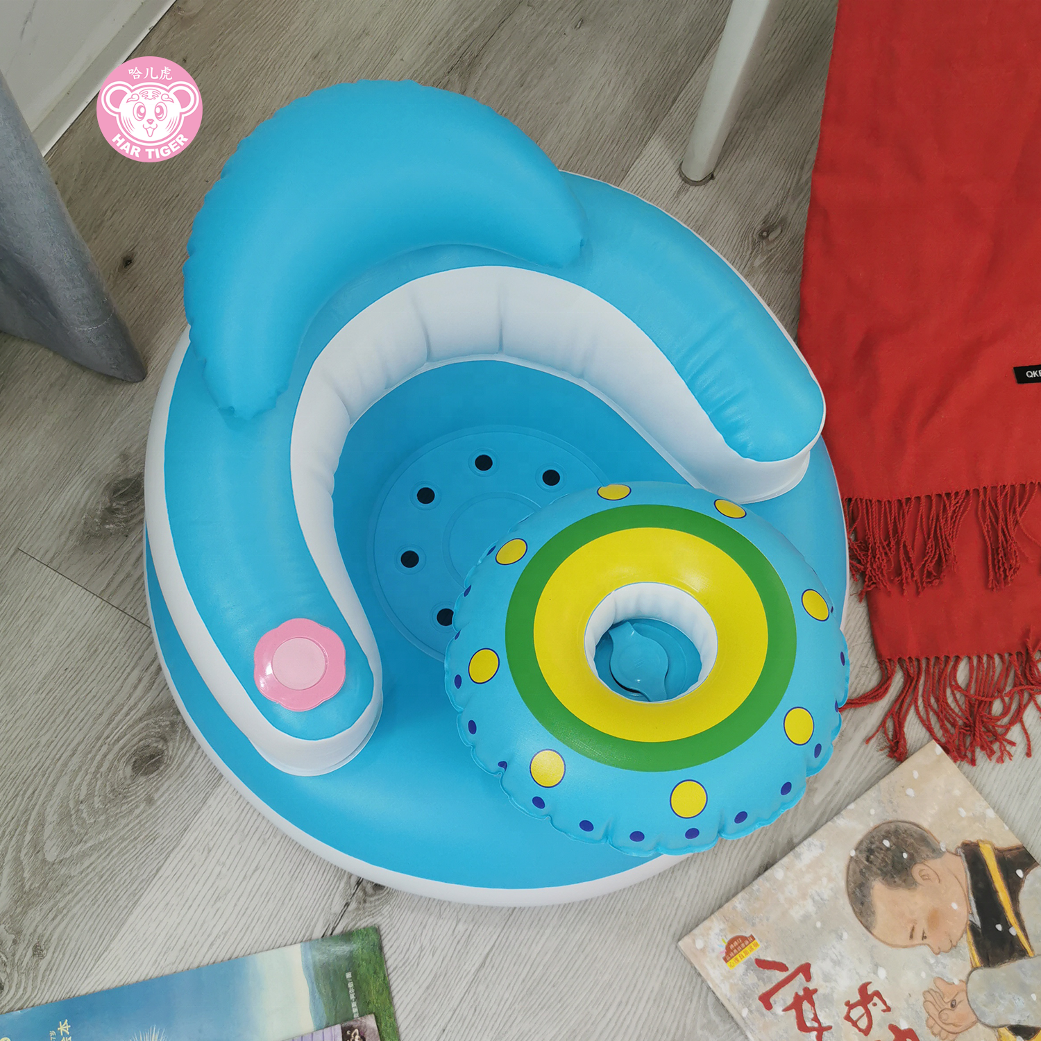 赤ちゃん用の統合されたエアポンプ付きの膨脹可能なベビーシート,動物の後ろに取り付けられたシート,ソファ,椅子,フロアシート,3〜36か月のギフト