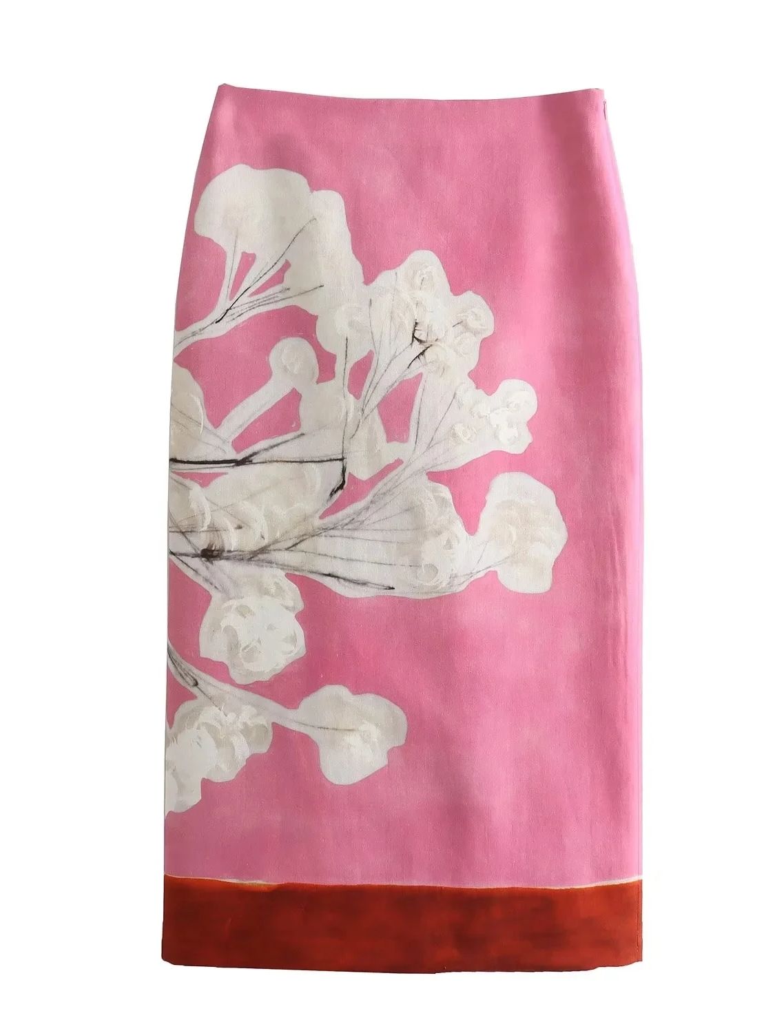 Kaopu Za Damesrok Met Hoge Taille En Damesblend, Rechte Buis Midi-Rok
