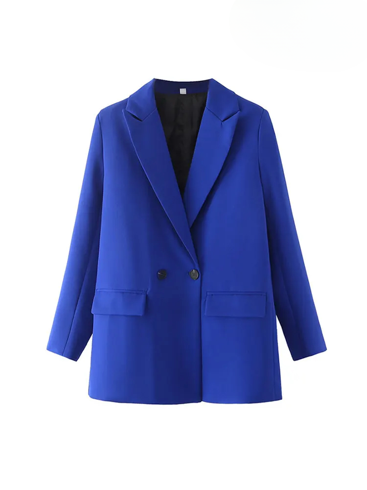 ASDS Dames Chic Office Lady Double Breasted Blazer Vintage Jas Mode Gekerfde Kraag Lange Mouw Dames Bovenkleding Stijlvolle Tops