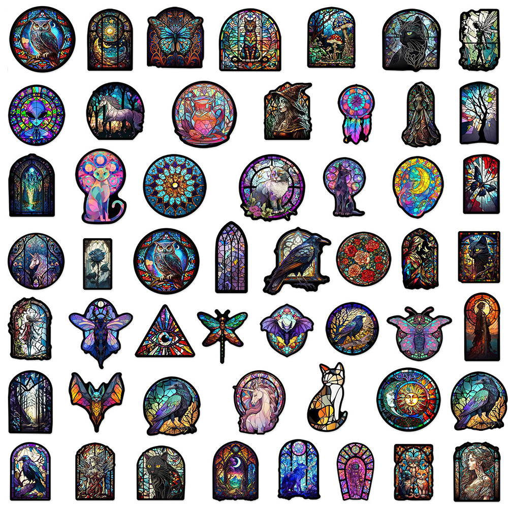 10/30/50 個ガラススタイルカラフルな漫画落書きステッカースケートボード冷蔵庫ギターラップトップオートバイ旅行クールデカールステッカー