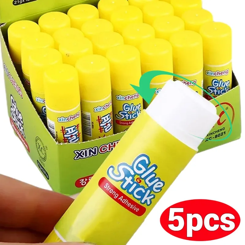 Barra de pegamento sólido de Color blanco, 5/1 Uds., papelería para estudiantes, bricolaje, álbum de recortes, pegamento sólido, suministros escolares y de oficina de alta viscosidad
