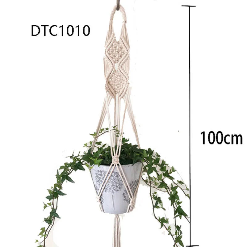 Handmade macrame ไม้แขวนเสื้อผู้ถือหม้อแขวนหม้อถาดสําหรับตกแต่งผนังระเบียงดอกไม้หม้อแขวน
