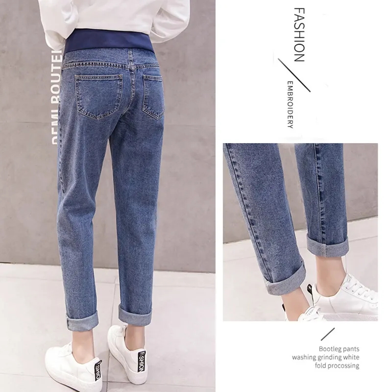 Pantalons abdominaux de grossesse, pantalons de maternité pour femmes enceintes, vêtements taille haute, Denim ample, extensible, évasé