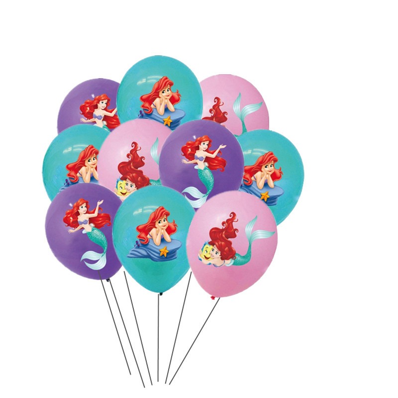 Disney Little Mermaid Theme Girl's Birthday Party Banner Paper Cup Balloon Table Cloth