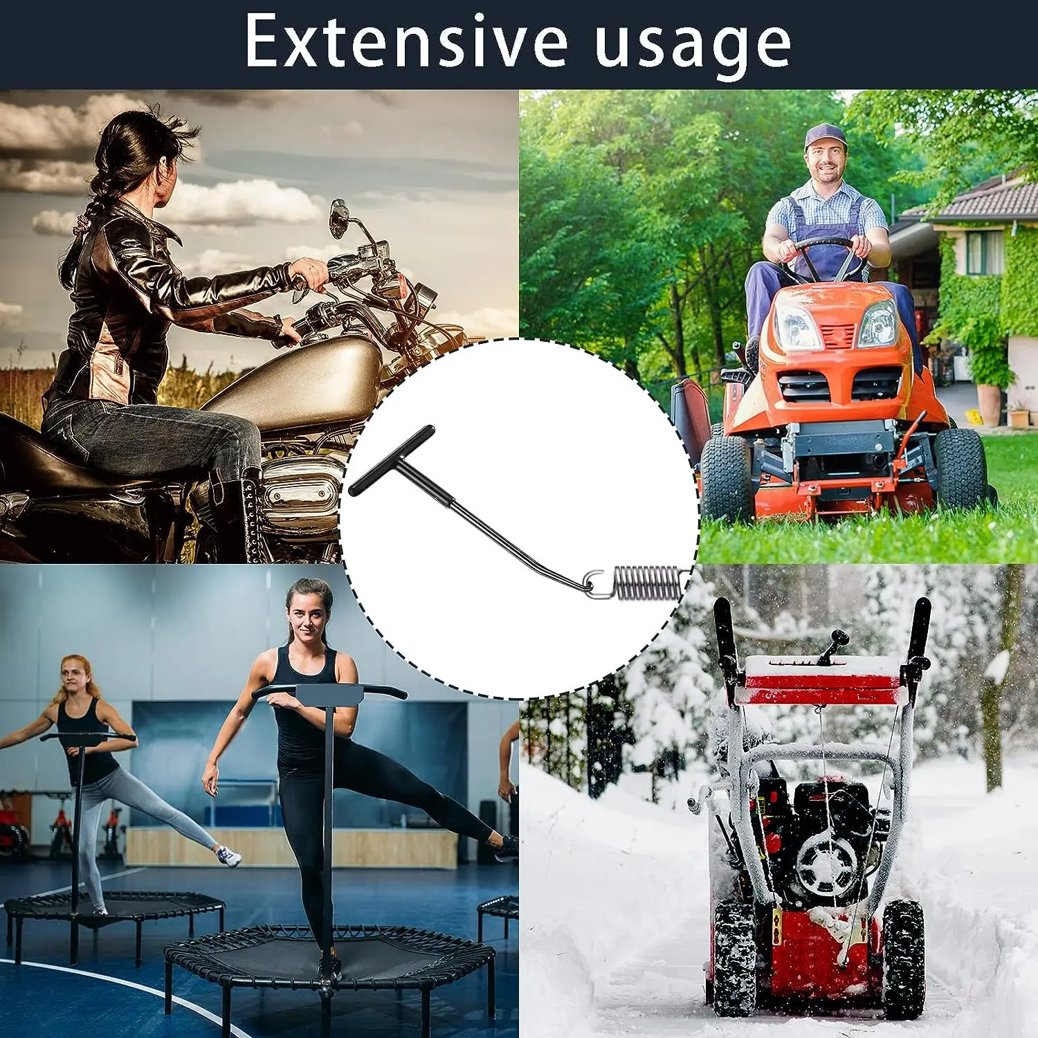 Ferramenta extrator de mola de escape, snowmobile atv, silenciador de motocicleta, ferramenta de remoção, tipo alça t com revestimento de borracha