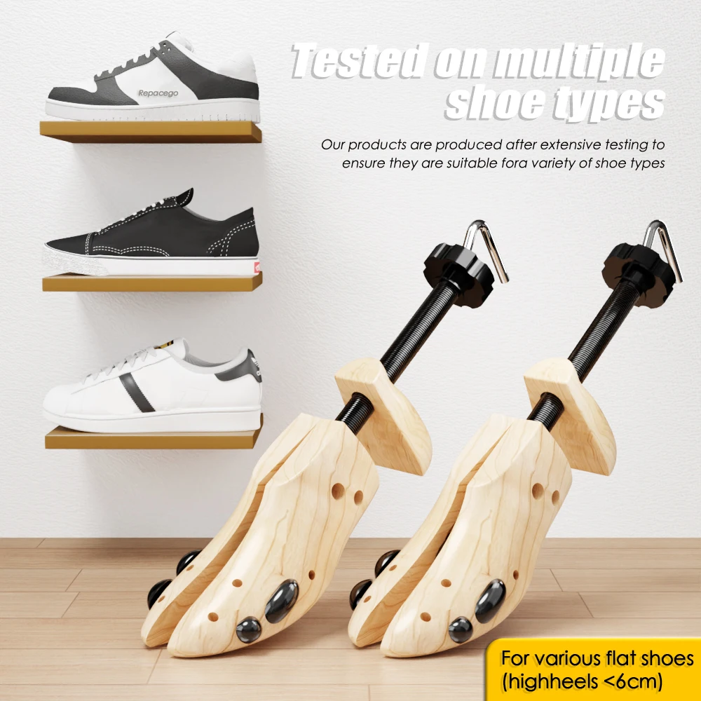 Repacego 1 Pz Alberi per scarpe in legno Barella per scarpe regolabile Espansore Uomo Donna Unisex Lunghezza Larghezza scarpe Estensore Keeper Tacchi