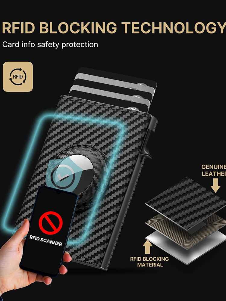YATBEST Мужская сумка для карт со слотом для позиционирования воздушной бирки RFID Противоугонная щетка Ультратонкий металлический кошелек Зажим для кредитных карт