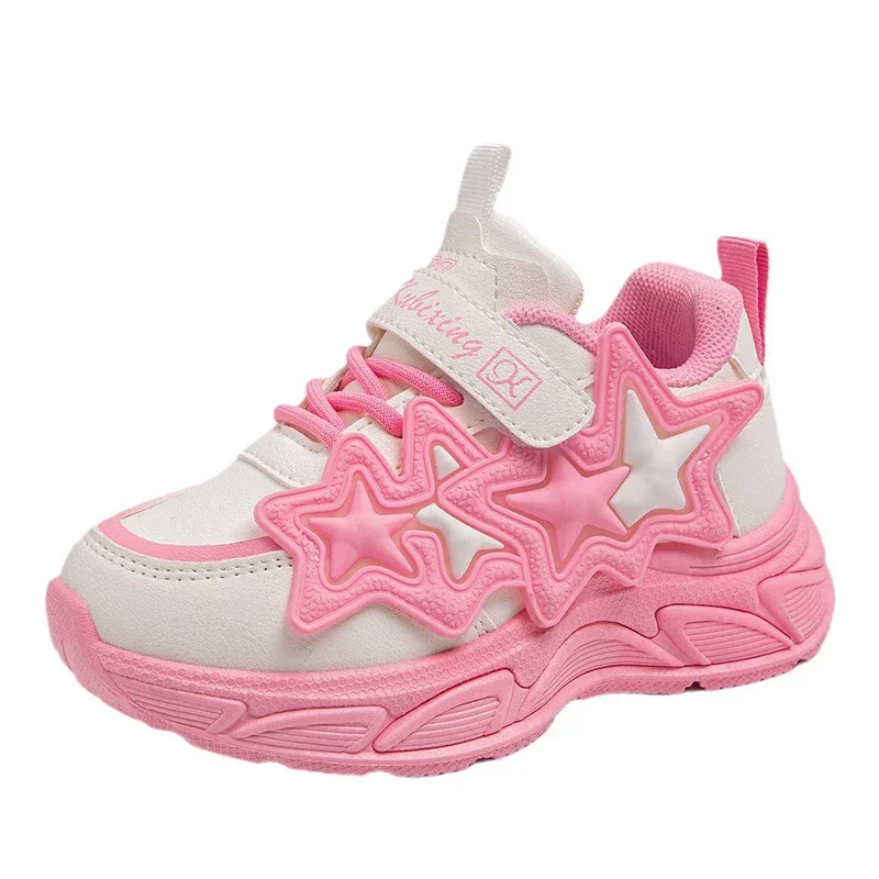 Crianças sapatos casuais para meninas moda clássico com estrelas meninas esportes tênis de corrida respirável plutônio + borracha antiderrapante macio