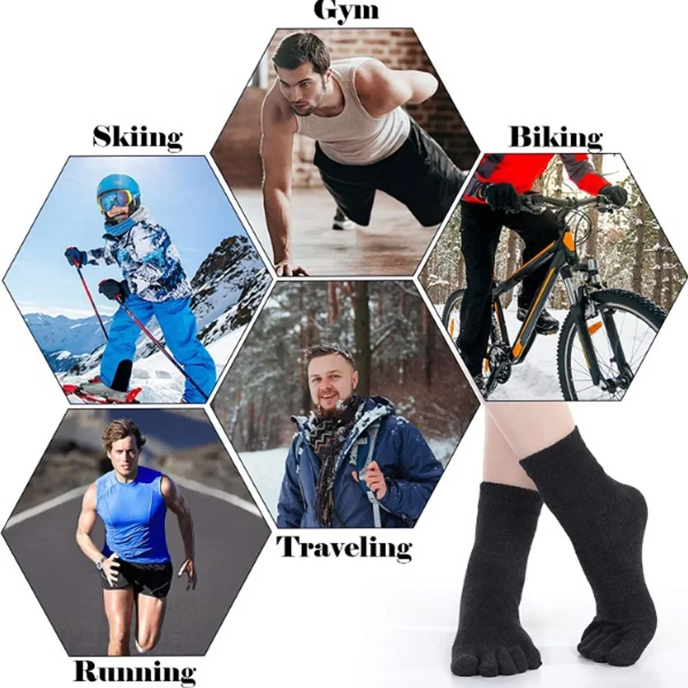 5Pairs Toe Socks Crew Socks Mężczyźni i kobiety Pięć palców Skarpety Oddychające bawełniane skarpety Sportowe bieganie Jednolity kolor jako prezent urodzinowy