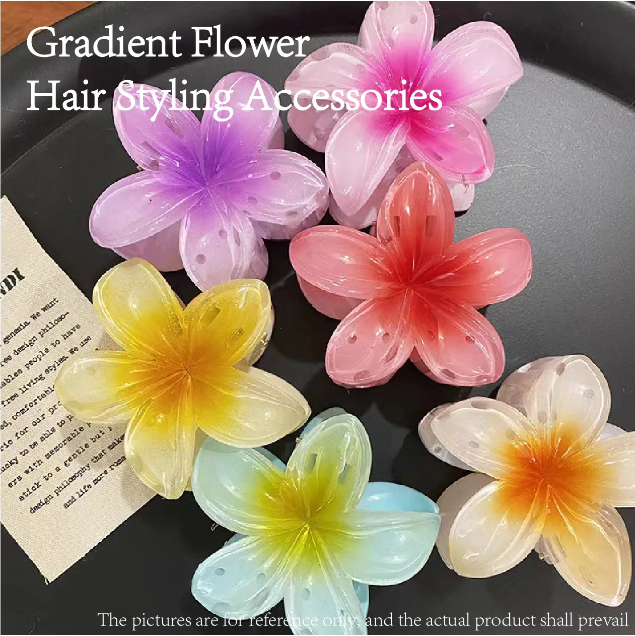 Conjunto de accesorios para peinados con flores degradadas de seis colores, horquillas de estilo playero, pinzas en forma de garra de flores, estilo hawaiano