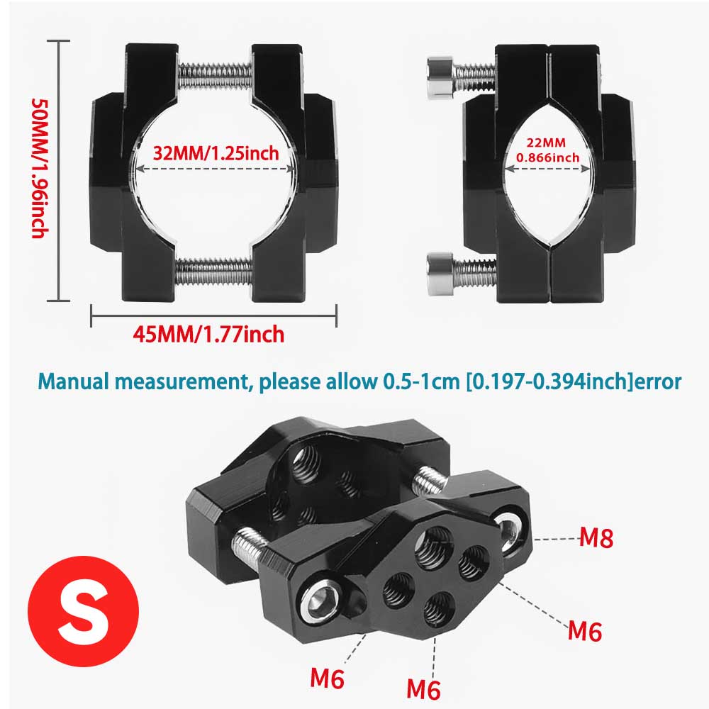 Uchwyt mocujący do kierownicy motocykla 22-32mm, zacisk do montażu reflektorów LED, świateł przeciwmgielnych i kierunkowskazów, akcesoria motocyklowe