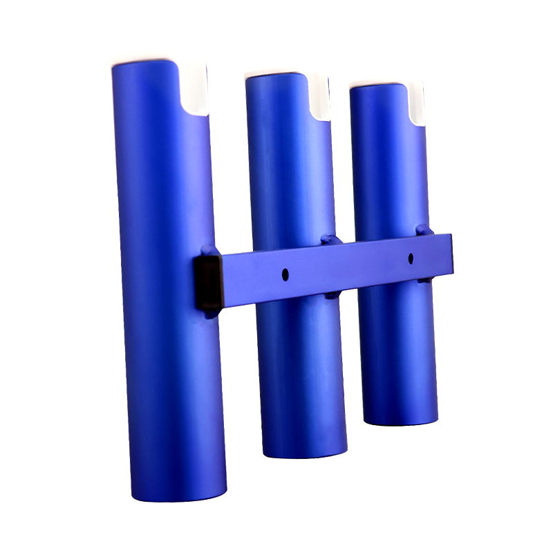 アルミニウム製釣り竿ホルダー,3つのリンク付きウォールマウント,ボート用,青,銀