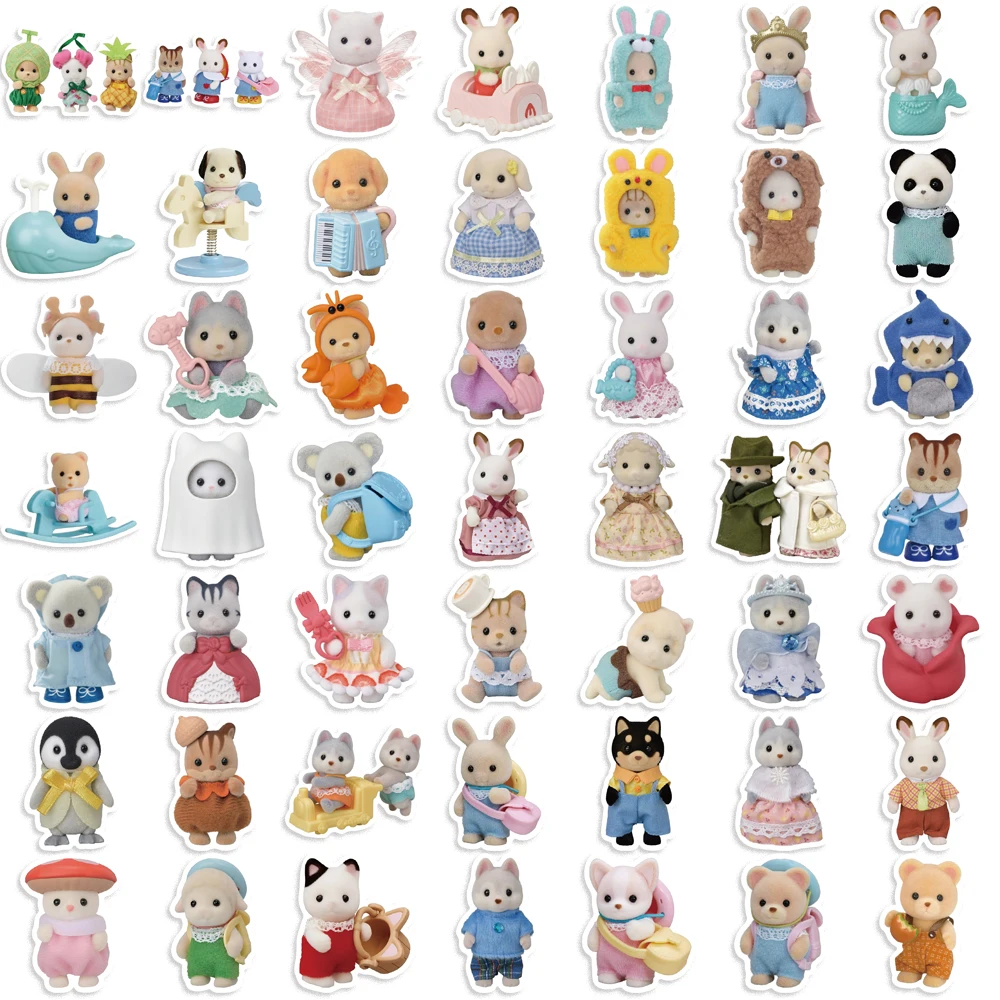 55 Uds Calico Critters pegatinas muñecas de dibujos animados para niños calcomanías DIY Notebook equipaje portátil decoración pegatina juguete ﻿