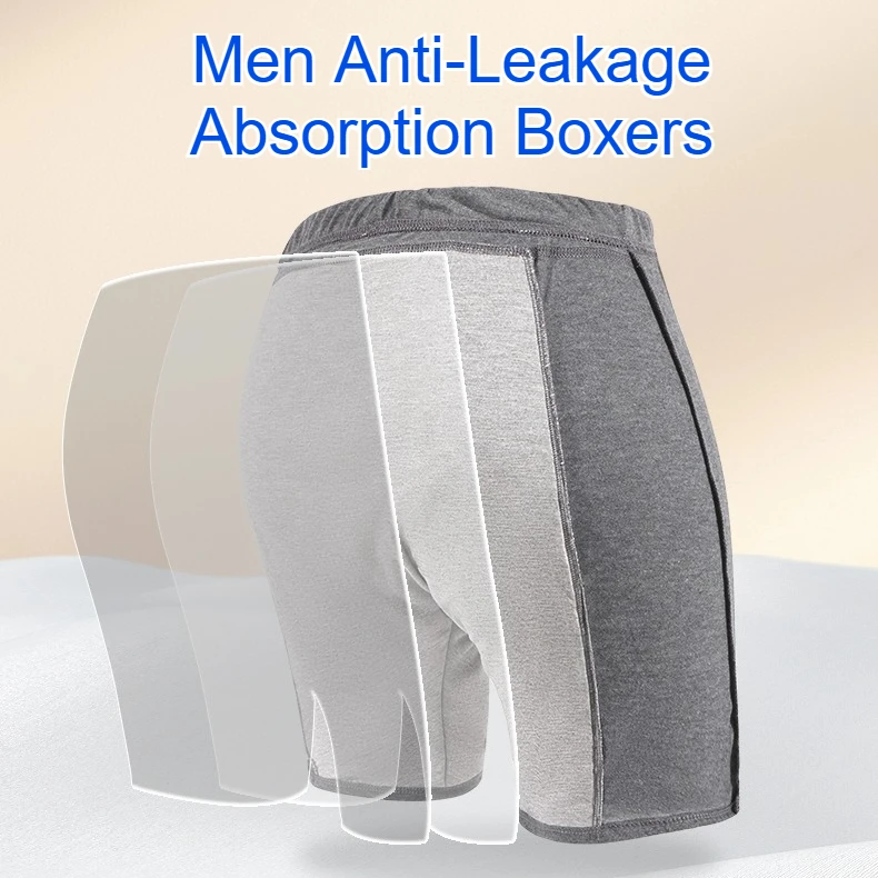 Anti-Leckage-Boxershorts für Herren, wiederverwendbar, saugfähig, Unterwäsche, Harninkontinenz, waschbar, Geruchskontrolle, Windelalternativen für Erwachsene ‌