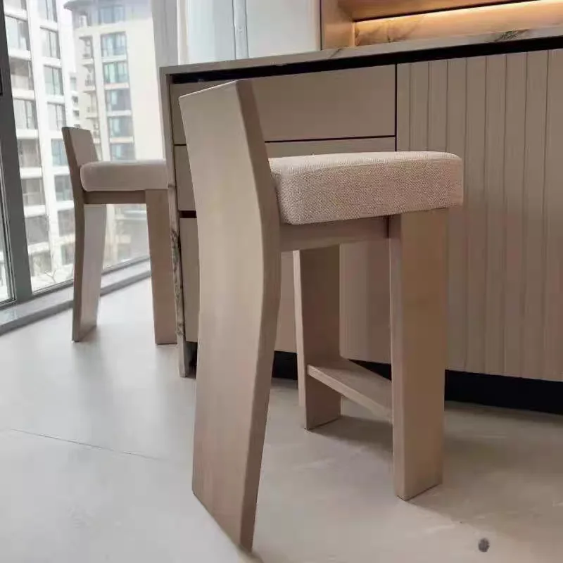 Taburetes de Bar minimalistas con patas de madera, taburetes de Bar de cocina resistentes, únicos y nórdicos, muebles para el hogar modernos de diseño blanco Sedie Da Pranzo