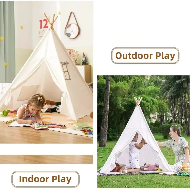 Tiendas de campaña para niños de 1,6 M, casa de juegos Wigwam para niños, tiendas Tipi portátiles para niños, tipi para niños pequeños, niñas y niños, casillo de bolas, sala de juegos