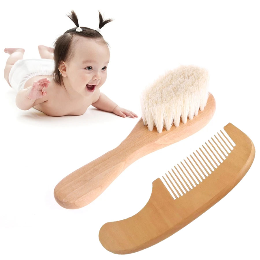 아기 나무 브러시 빗 너도밤 나무 부드러운 양모 신생아 빗 머리 마사지 아기 청소 샤워 순수 Natur 헤어 브러시 베이비 케어