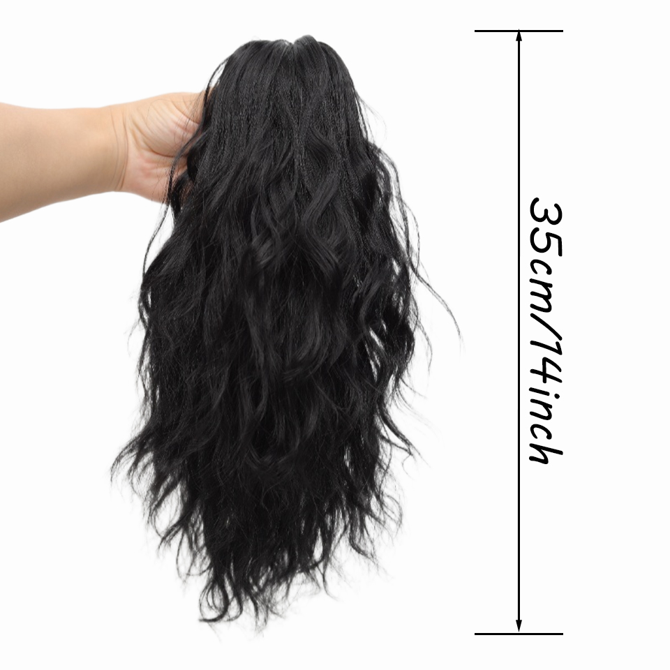 14-Zoll-Pferdeschwanz mit lockigen Wellen, synthetisches Haarteil, hitzebeständige Faser, elegante Pferdeschwanzverlängerung mit Krallenclip für Frauen