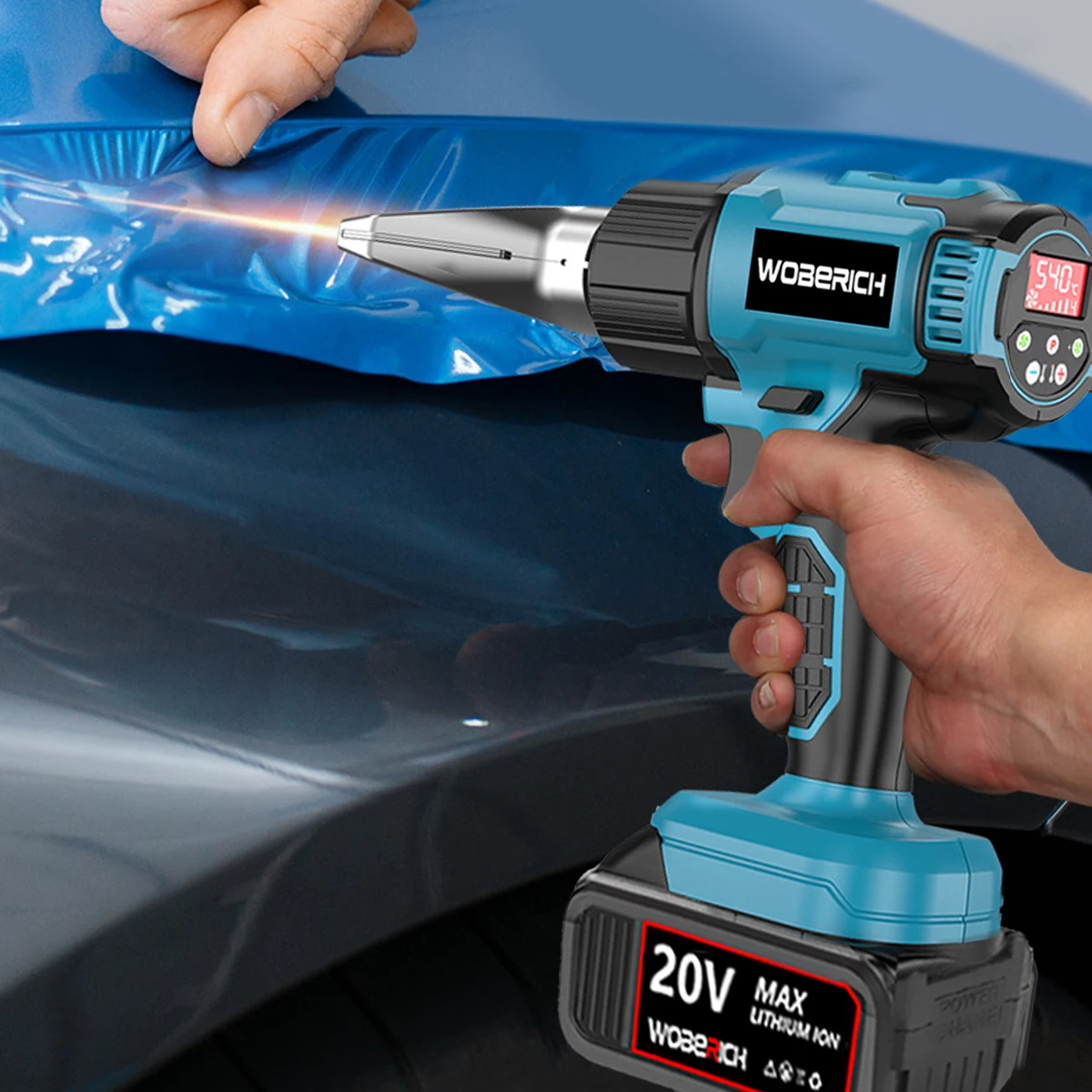 Cordless Heat Gun Wind Speed Optional Temperature adjustment With LED Temperature Display Cordless Hot Air Gun（No battery）