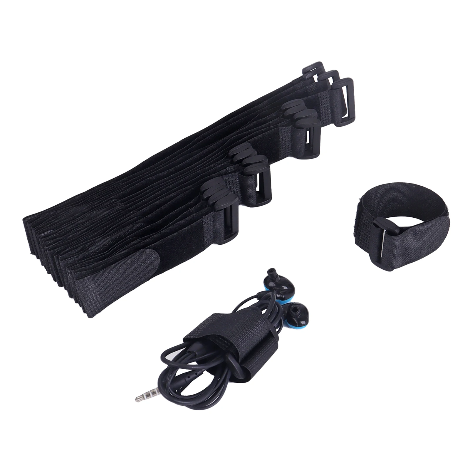 10Pcs Reusable Hook Loop Nylon Straps Reverse Colored Fastening Tape Self Adhesive Cable Ties Wrap Bundle Fixed Ties