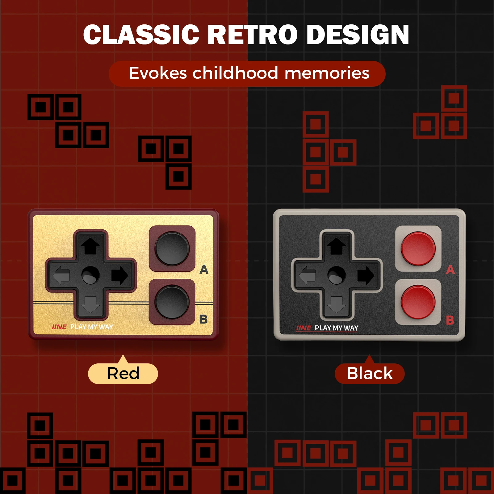 IINE Gamebrick Mini Retro Controller/Portable controller/10-hour long battery life/Multi-platform compatibility/Supports mouse a