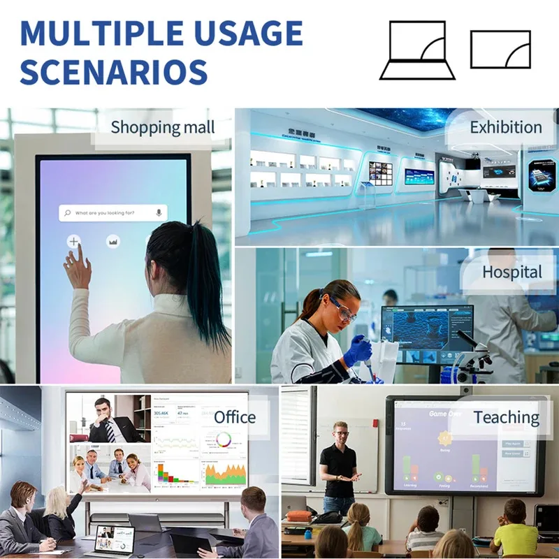 43 55 65 นิ้ว TouchScreen Monitor การสอนออนไลน์สมาร์ทบอร์ด All In One Pc Digital Electronic Interactive ไวท์บอร์ด