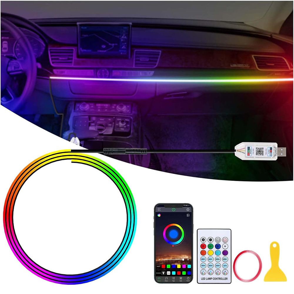 Acrílico LED Interior Strip Light, iluminação ambiente do carro, RGB lâmpada decorativa, 2in 1, Dreamcolor Neon dinâmico, Tesla Model 3, Y, S, X