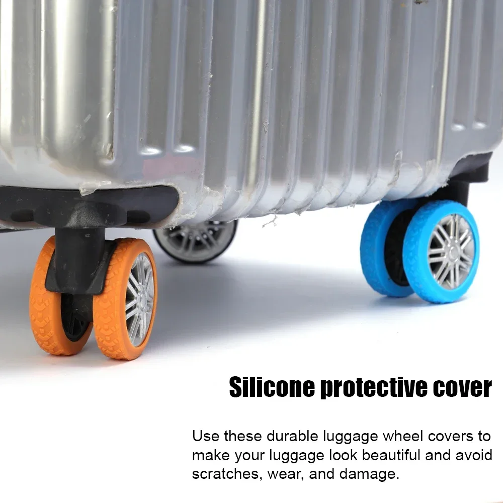 Protector de ruedas de silicona con textura gruesa para equipaje, cubierta para ruedas de equipaje de viaje, Reduce el ruido, accesorios para equipaje, 1/8 Uds.