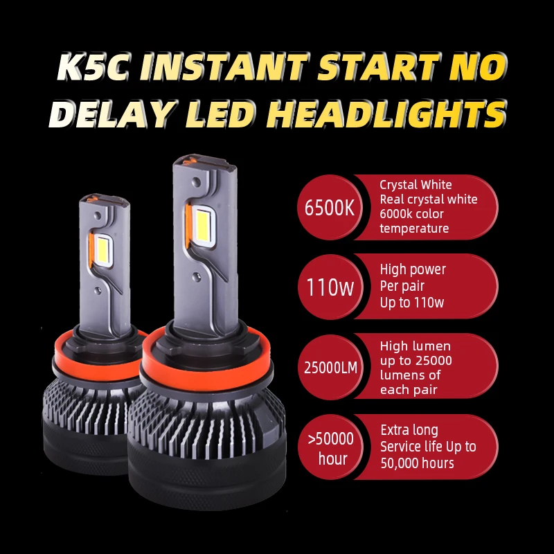 DAWN RIDDER K5C 24V H7 H4 H1 LED Truck Gloeilamp H11 4300K 6000K 110W 24V Led Koplamp Lamp voor Vrachtwagen 2 STUKS