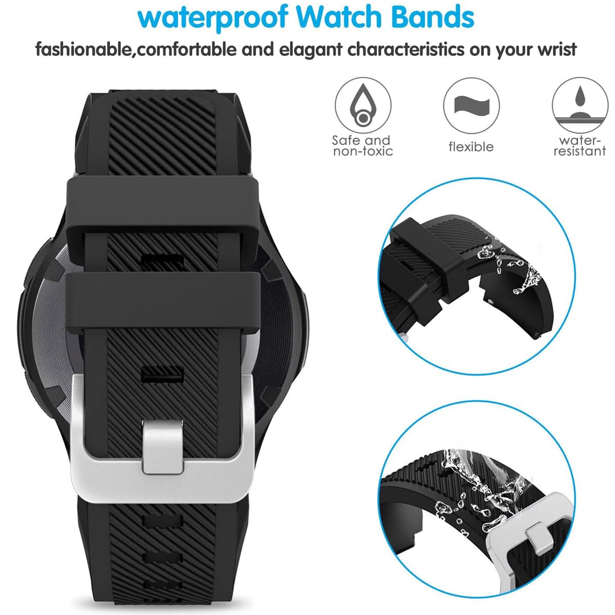 Correa de silicona de 20mm y 22mm para Samsung Galaxy Watch 6/5/4 40mm/Gear S3/pulsera clásica 46 para Huawei watch Gt 2e/5 pro bandas de 45mm