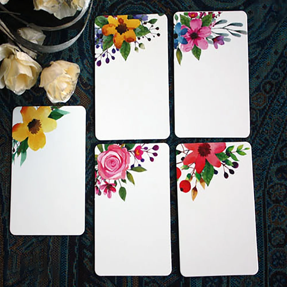 40/50pcs การ์ดอวยพร Handmade ดอกไม้ข้อความสมุดภาพกระดาษการ์ด DIY บัตรอวยพรโปสการ์ดการ์ดเชิญงานแต่งงาน