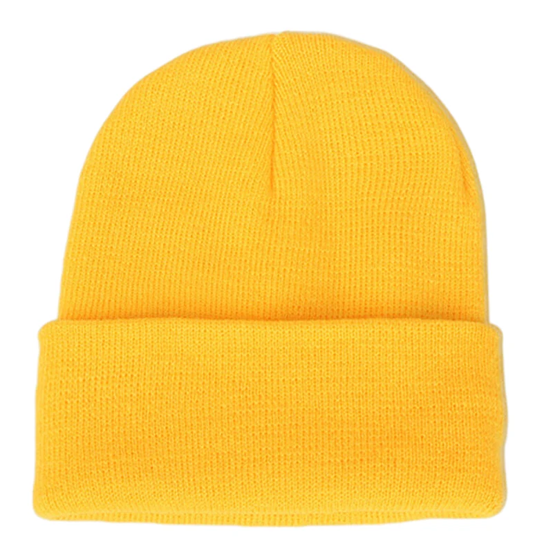 Gorros de invierno lisos para mujer, gorros de punto cálidos para mujer y hombre, gorros con puños suaves, verde neón, naranja, amarillo, gris, morado y Beige