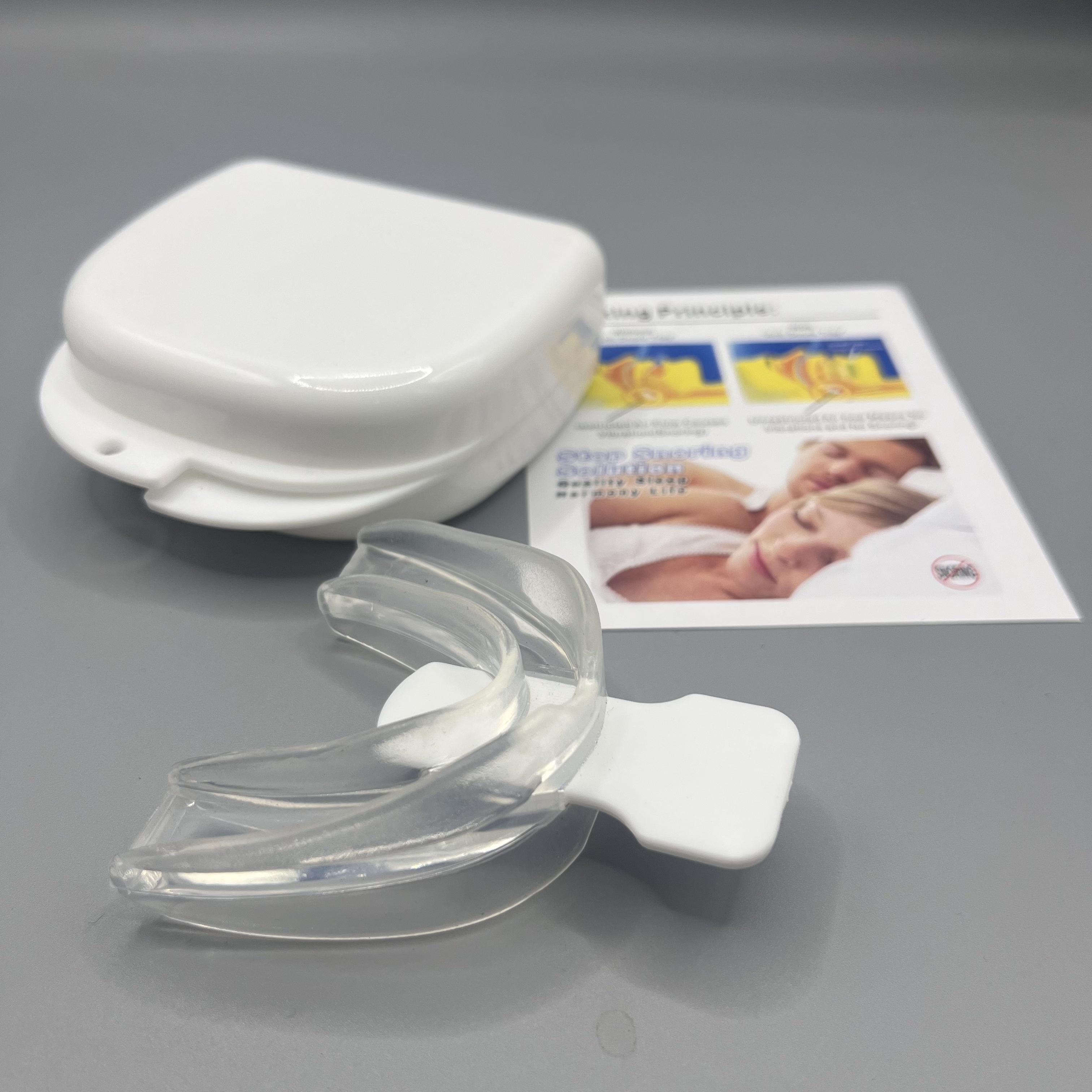 Nova caixa branca anti-ronco protetor bucal para dormir para bruxismo e ronco |   Protetor noturno dental anti-moagem