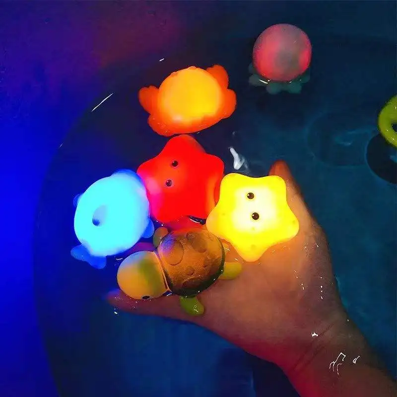 Pool Party ของเล่นเรืองแสงเวลาอาบน้ําตลกอ่างอาบน้ําของเล่นน้ํา Sensor Luminous LED Ocean สัตว์ลอยน้ําของเล่นสําหรับเด็กทารก